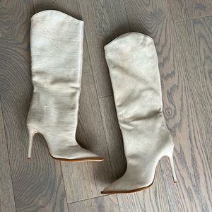 Schutz faux hair thigh high boots